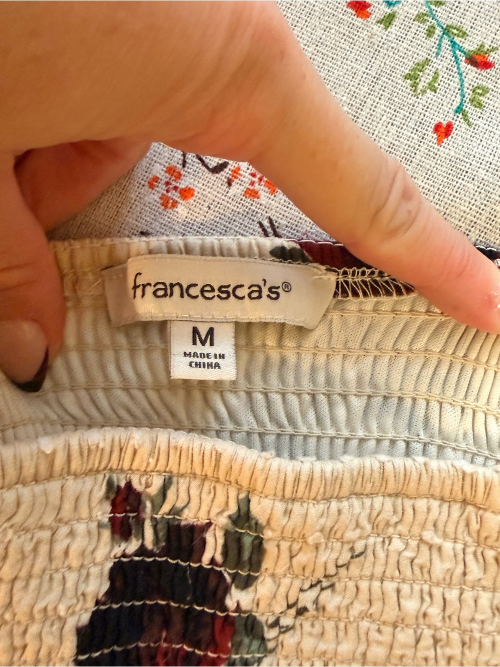 Francesca's Collections Cream Maxi Dress with Red Rose Print - Picture 6 of 9